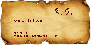 Kory István névjegykártya